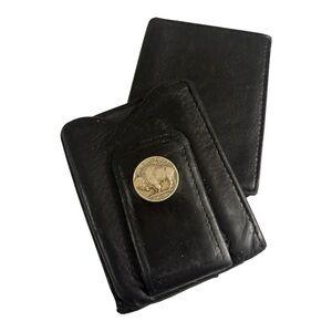Buffalo Nickel Collectible Black Leather Money Clip Wallet
